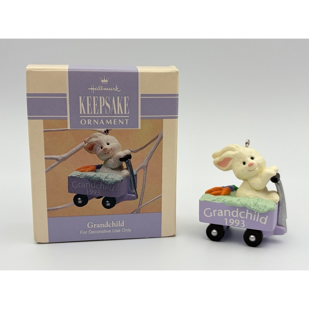 Hallmark Keepsake Ornament 1993 Grandchild Easter Bunny Wagon Spring QEO835-2